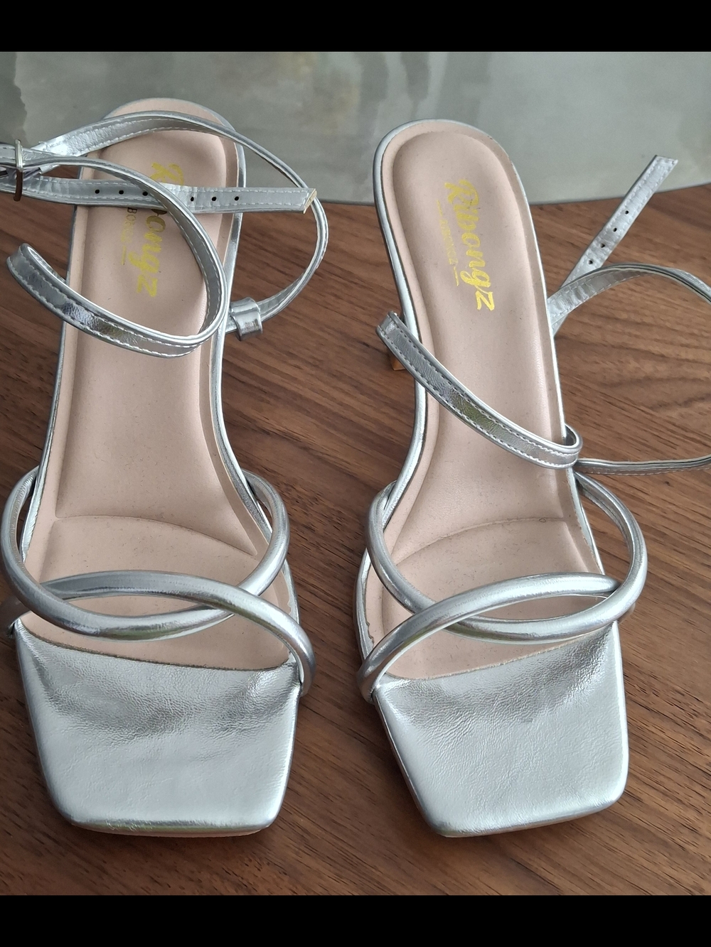 RIBONGZ Women's Heeled Sandals Square Open Toe Kitten Strappy Heels